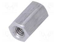 Screwed spacer sleeve; 12mm; Int.thread: M4; hexagonal; aluminium DREMEC