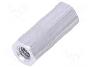 Screwed spacer sleeve; 18mm; Int.thread: M4; hexagonal; aluminium DREMEC