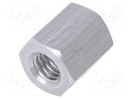 Screwed spacer sleeve; 12mm; Int.thread: M6; hexagonal; aluminium DREMEC