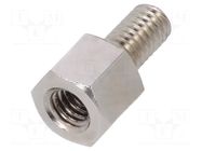 Screwed spacer sleeve; 6mm; Int.thread: M4; Ext.thread: M4; brass DREMEC