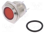 Indicator: LED; flat; red; 24VDC; 24VAC; Ø16mm; brass; Body: silver NINIGI