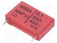 Capacitor: polypropylene; 100nF; 26.5x6x15mm; THT; ±10%; 22.5mm WIMA