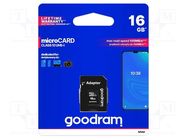 Memory card; microSDHC; R: 100MB/s; W: 10MB/s; Class 10 UHS U1 GOODRAM