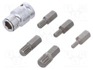 Kit: screwdriver bits; spline (12-angles); Mounting: 1/2"; 6pcs. YATO