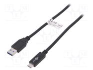 Cable; USB 3.1; USB A plug,USB C plug; 0.5m; black; 10Gbps Goobay