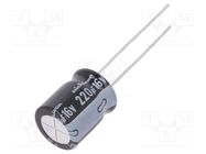 Capacitor: electrolytic; THT; 220uF; 16VDC; Ø10x12.5mm; Pitch: 5mm NICHICON