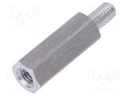 Screwed spacer sleeve; 15mm; Int.thread: M3; Ext.thread: M3 