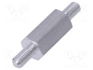 Screwed spacer sleeve; 12mm; Ext.thread: M3; hexagonal; aluminium DREMEC