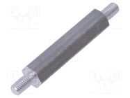 Screwed spacer sleeve; 25mm; Ext.thread: M3; hexagonal; aluminium DREMEC