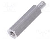 Screwed spacer sleeve; 12mm; Ext.thread: M4; hexagonal; aluminium DREMEC