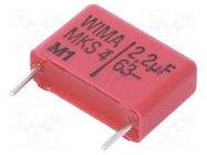 Capacitor: polyester; 2.2uF; 40VAC; 63VDC; 15mm; ±10%; 6x12.5x18mm WIMA