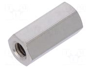 Screwed spacer sleeve; 12mm; Int.thread: M3; hexagonal; brass DREMEC
