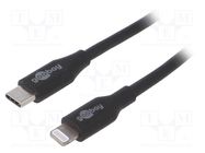 Cable; USB 2.0; Apple Lightning plug,USB C plug; 1m; black; 87W Goobay