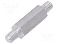 Screwed spacer sleeve; 20mm; Ext.thread: M5; hexagonal; aluminium DREMEC