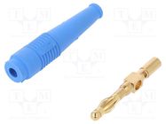 Connector: 4mm banana; plug; 32A; blue; non-insulated; 2.5mm2; 69mm STÄUBLI