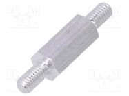 Screwed spacer sleeve; 15mm; Ext.thread: M4; hexagonal; aluminium DREMEC