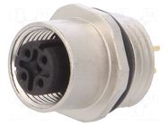 Connector: M12; socket; PIN: 4; female; STX; IP67; THT; gold-plated TELEGÄRTNER