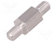 Screwed spacer sleeve; 10mm; Ext.thread: M5; hexagonal; aluminium DREMEC