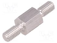 Screwed spacer sleeve; 8mm; Ext.thread: M4; hexagonal; aluminium DREMEC