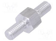 Screwed spacer sleeve; 5mm; Ext.thread: M4; hexagonal; aluminium DREMEC