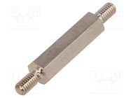 Screwed spacer sleeve; 25mm; Ext.thread: M4; hexagonal; brass DREMEC