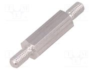 Screwed spacer sleeve; 18mm; Ext.thread: M4; hexagonal; aluminium DREMEC