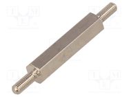 Screwed spacer sleeve; 25mm; Ext.thread: M3; hexagonal; brass DREMEC