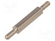 Screwed spacer sleeve; 20mm; Ext.thread: M3; hexagonal; brass DREMEC