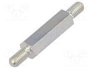 Screwed spacer sleeve; 15mm; Ext.thread: M3; hexagonal; steel DREMEC