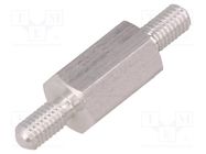 Screwed spacer sleeve; 10mm; Ext.thread: M3; hexagonal; aluminium DREMEC