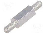 Screwed spacer sleeve; 10mm; Ext.thread: M3; hexagonal; steel DREMEC