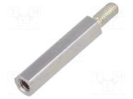 Screwed spacer sleeve; 18mm; Int.thread: M2,5; Ext.thread: M2,5 DREMEC