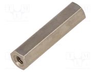 Screwed spacer sleeve; 25mm; Int.thread: M3; hexagonal; brass DREMEC