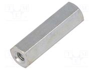 Screwed spacer sleeve; 20mm; Int.thread: M3; hexagonal; steel DREMEC