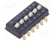 Switch: DIP-SWITCH; Poles number: 6; ON-OFF; 0.025A/24VDC; Pos: 2 OMRON Electronic Components