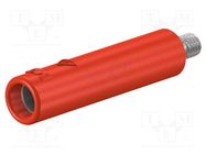 Connector: 4mm banana; socket; 32A; red; nickel plated; screw STÄUBLI