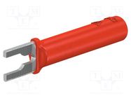 Plug; fork terminals; banana 4mm socket,fork terminal; 20A; red STÄUBLI