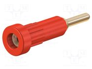 Socket; 2mm banana; 10A; Overall len: 24.5mm; red; insulated; 60VDC STÄUBLI