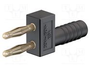 Connector: 2mm banana; stackable safety shunt; 10A; black; 30mm STÄUBLI