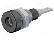 Connector: 2mm banana; socket; 10A; 23mm; black; soldered,on panel STÄUBLI
