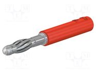 Connector: 4mm banana; plug; 30A; 30VAC; 60VDC; red; non-insulated STÄUBLI