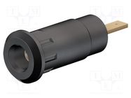 Socket; 2mm banana; 10A; 28mm; black; soldered,on panel; insulated STÄUBLI