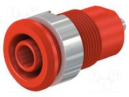 Connector: 4mm banana; socket; 24A; 1kV; Cutout: Ø12.2mm; red; brass STÄUBLI