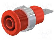 Connector: 4mm banana; socket; 32A; 1kV; Cutout: Ø12.2mm; red; brass STÄUBLI