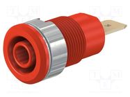 Connector: 4mm banana; socket; 32A; 1kV; Cutout: Ø12.2mm; red; brass STÄUBLI