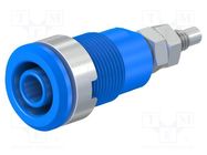 Connector: 4mm banana; socket; 32A; 1kV; Cutout: Ø12.2mm; blue STÄUBLI