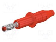 Connector: 4mm banana; plug; 32A; 600V; red; insulated; 2.5mm2; 71mm 