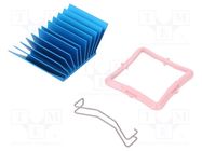 Heatsink: extruded; grilled; BGA; blue; L: 33mm; W: 33mm; H: 17.5mm 