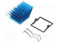 Heatsink: extruded; grilled; BGA; blue; L: 25mm; W: 25mm; H: 17.5mm 