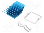 Heatsink: extruded; grilled; BGA; blue; L: 29mm; W: 29mm; H: 17.5mm 